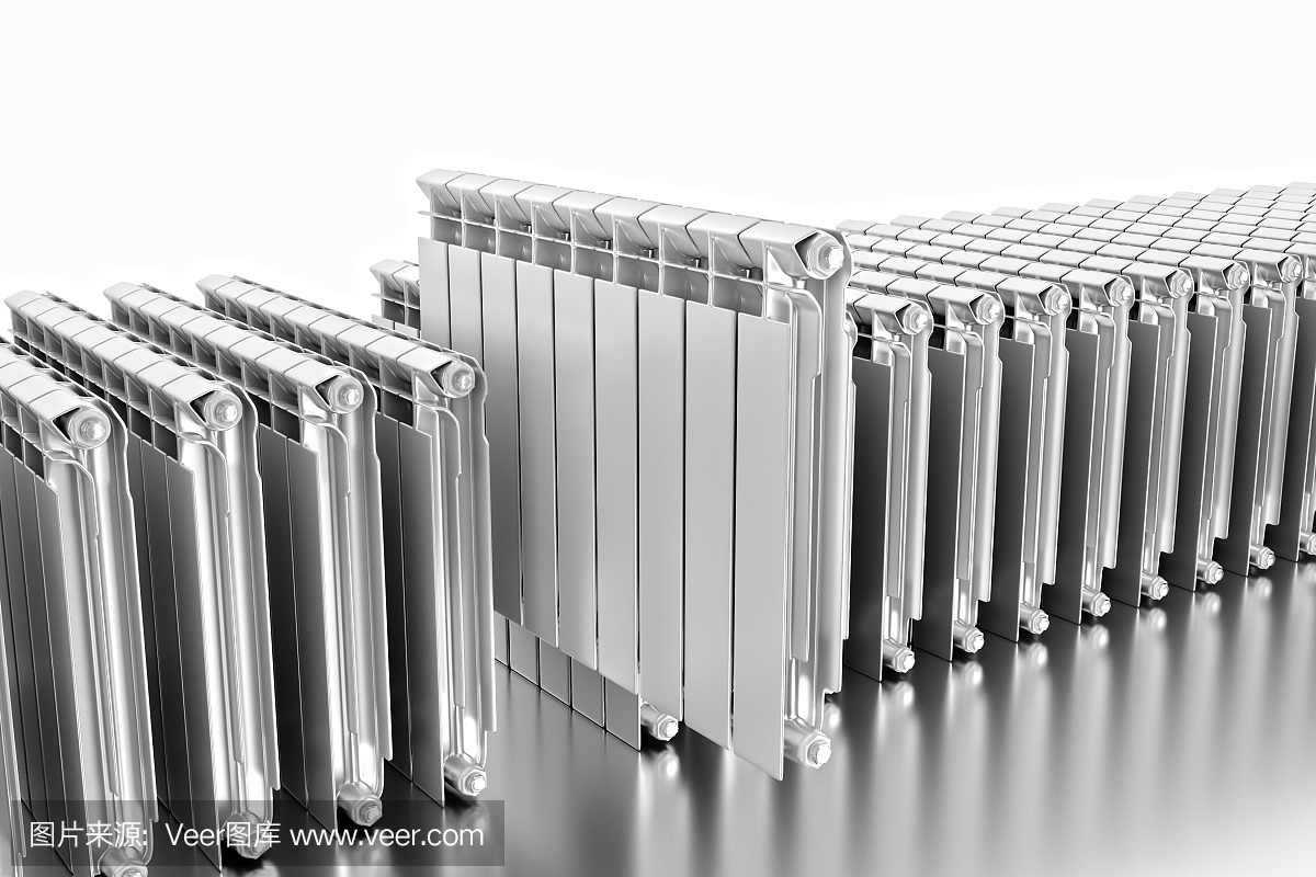3 d渲染。多段集中供暖散熱器。