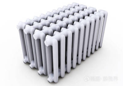 采暖散熱器上白色背景 3d 渲染孤立